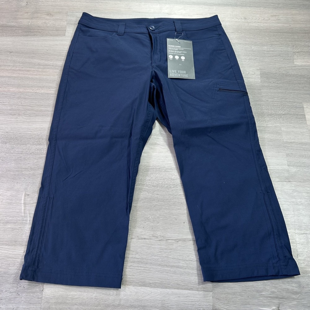 NEW Eddie Bauer Rainier Capri Pants Womens 10 Med Indigo Hiking Stretch UPF 50